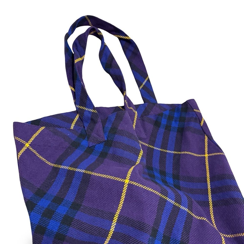 Burberry Blue Purple Tartan Plaid Tote Bag Shopper Shoulder Nova Check Limited - Picture 2 of 6